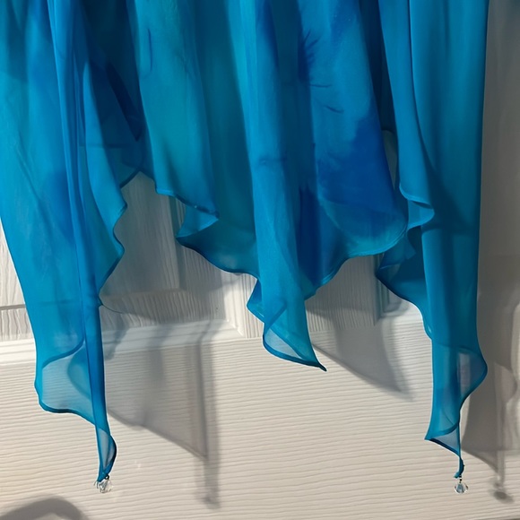 Cattiva New York 100% Silk Lined Blue Floral Dress With Matching Shawl - Picture 13 of 13